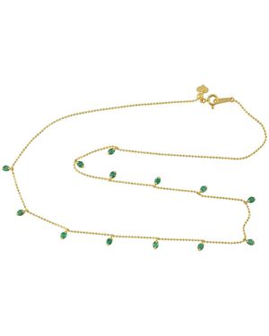 Artisan 18kt Yellow Gold Emerald Bead Chain Necklace - Metallic