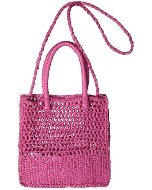 2KStyle Monica Small Woven Raffia Tote Bag - Pink
