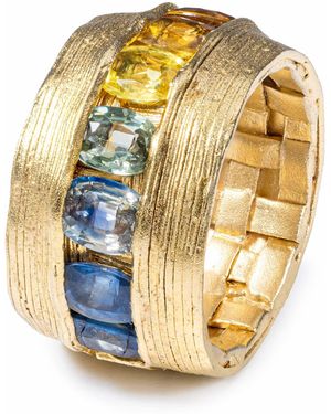 German Kabirski Enki Singular Edition Plated Ring With Sapphires - Metallic