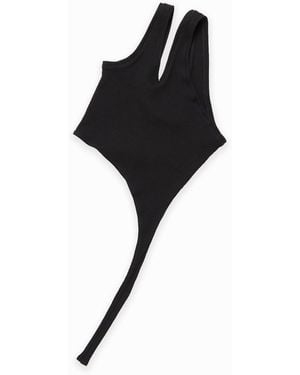 Heidi Stutt Asymmetric Jersey Tank - Black