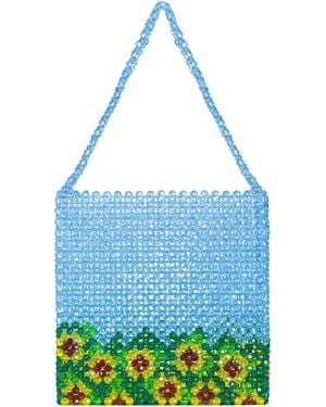 Tillie Beads Sky Sunflower Detail And More Tote Bead Bag - Blue