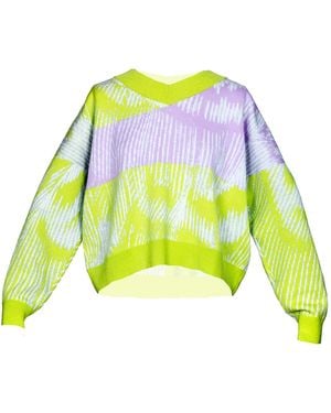 Essien & Emre Aves Merino Wool Colour Block Jumper Citrus - Yellow
