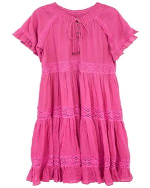 Saachi Cotton Long Kaftan Dress - Pink