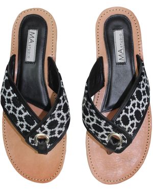 Maria Aristidou Oasis T-Strap Slides - Black