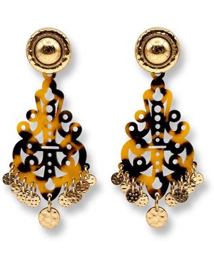 Michael Nash Jewelry Alice Tortoise Resin Cut Out Earrings - Metallic