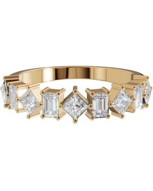 Aya Fine Jewelry Nova Princess & Emerald Cut Geometric Lab Grown Diamond Stacking Band - Metallic