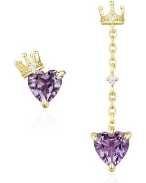 Azura Jewelry New York Heart Of The Realm Amethyst Earrings Vermeil - Metallic