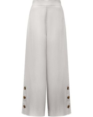 James Lakeland Linen Button Pants - White