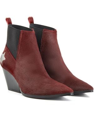Rosamund Muir London Felixa Burgundy Calf Hair With Star Ankle Boots - Red