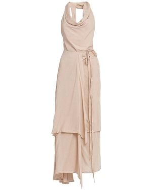 Bianca Popp Neutrals Asymmetrical Collar Bareback Dress - Natural