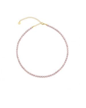 Seven Saints Blush Freshwater Baroque Pearl Choker, Plated - Metallic
