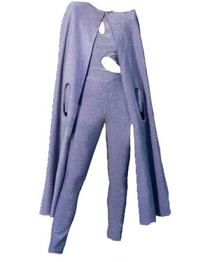 Harmonia Ny Galactic Glamour Catsuit & Cape Set By Dani Watanabe - Blue