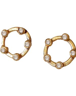 Lily Flo Jewellery 5 Bezel Diamond Circle Earrings - Metallic