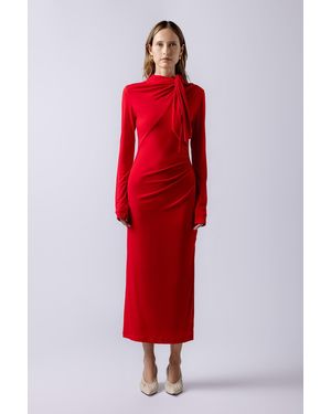 Lendrop Studios Yuna Tie Neck Midi Dress - Red
