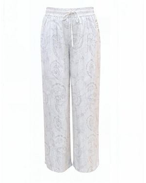Janara Jones Koi Fish Printed Wide-Leg Pants - Gray