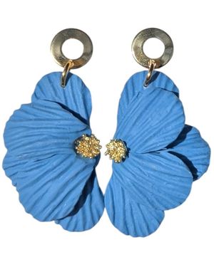 Ziolla Designs Flowers Statement Earrings - Blue
