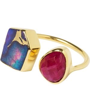 YAA YAA LONDON Color Fusion Adjustable Ring - Purple