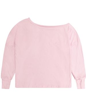 Cloud Haven Off The Shoulder Relaxed Logo Tee - Pink