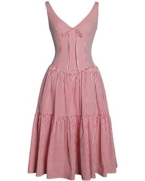 Miss Circle New York Oceana Candy Stripe Drop Waist Midi Dress - Pink