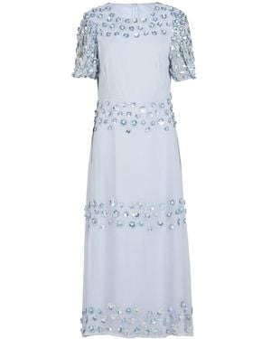Rose & Nancy Morena Soft Hand Embellished Midi Dress - Blue