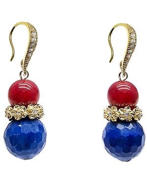 Farra Lapis Lazuli & Bamboo Coral Drop Earrings - Blue