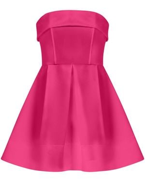 Tia Dorraine Wild Flower Flared Satin Mini Dress - Pink
