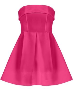 Tia Dorraine Wild Flower Flared Satin Mini Dress - Pink