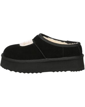 EverAu Australia Plumed Ankle Platform Slippers - Black