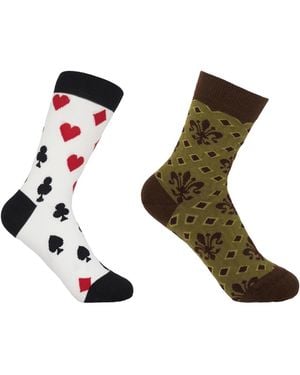 Peper Harow - Made in England Royal Flush & Fleur De Lis Socks Bundle - Green