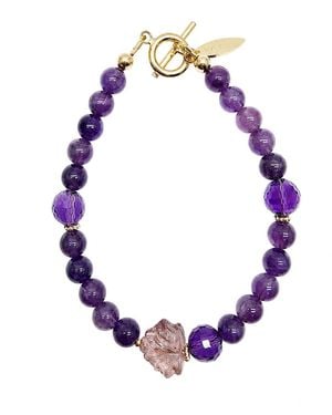 Farra Amethyst With Leaf Bracelet - Purple