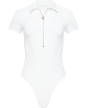 Goldie Byrd Zip Front Smoothing Bodysuit - White