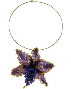 Iliana Arrazola Orchid Choker, And Deep, Glass Beads, Beaded Jewellery - Blue
