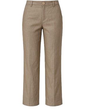 Conquista Straight Linen Pants Khaki - Natural