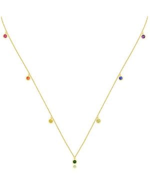 Genevieve Collection 18K Raindow Colour Gemstone Necklace Choker - Metallic