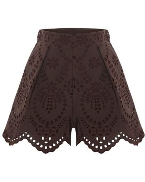 Thisisu Collection Solstice Short -High Waist Broderie Short - Brown