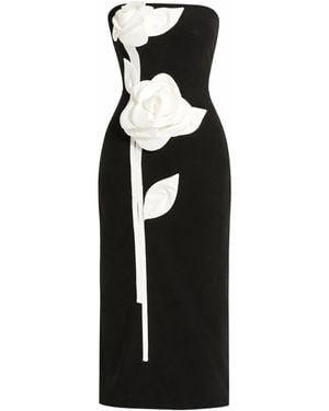 Mac Duggal Strapless Crepe Dress With Satin Flowers - Black