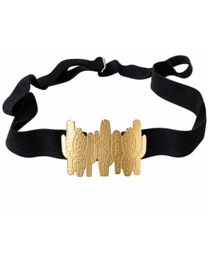Rare Matters Jewelry Sculptural Cactus Statement Belt Semi Matte Suede - Black