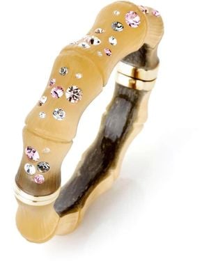 Gold & Honey Swarovski Crystal Bamboo Bangles - Metallic