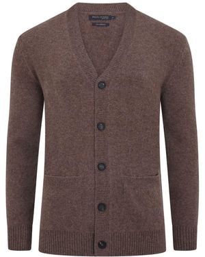 Paul James Knitwear Lambswool Alfie Cardigan - Brown