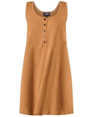 Known Supply Button Up Sleeveless Dress - Brown