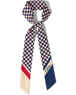 Lost Pattern Checkerboard Twilly Scarf - Blue