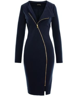 ROSERRY Chelsea Zipped Long Sleeves Jersey Midi Dress - Blue
