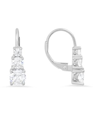 Kylie Harper Three Stone Diamond Cz Leverback Earrings - White