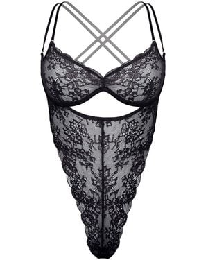 MONIQUE MORIN LINGERIE Rush Ouvert Bodysuit - Grey