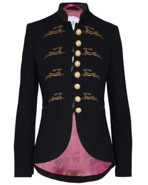 The Extreme Collection Military-Inspired Tailcoat With Embroidery And Decorative Buttons Star Rabbit - Black