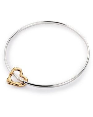 Lulu and Boo Jewellery Solid Charm Bangle With Nine Carat Molten Heart - Metallic