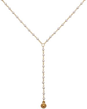 Iris London Ava Pearl Lariat - Metallic