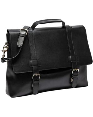 Hides Leather Co. Urban Leather Laptop Bag, Handmade Satchel For Work & Study - Black