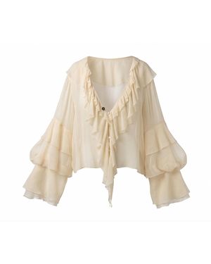 Belsize25 Lily Shirt – Silk Blouse With Four-Layer Sleeves - Natural