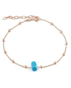 Spero London Sterling Beaded Satellite Chain Bracelet With Gemstone - Blue
